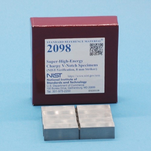 SRM 2098  超高能量Charpy V-缺口樣本(NIST-驗證，8毫米射手)